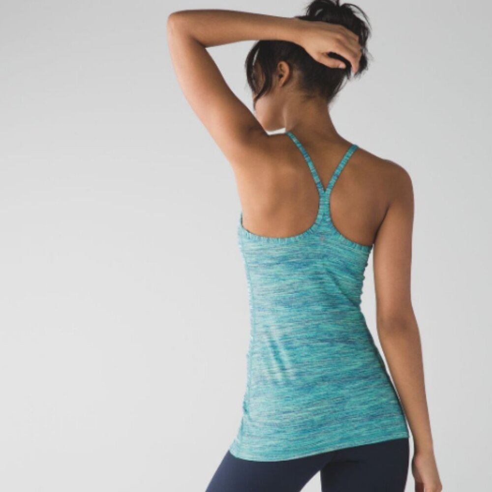 Lululemon Power Y Tank Bra Top Space Dye Camo Alberta Lake Fresh Teal 8 Medium